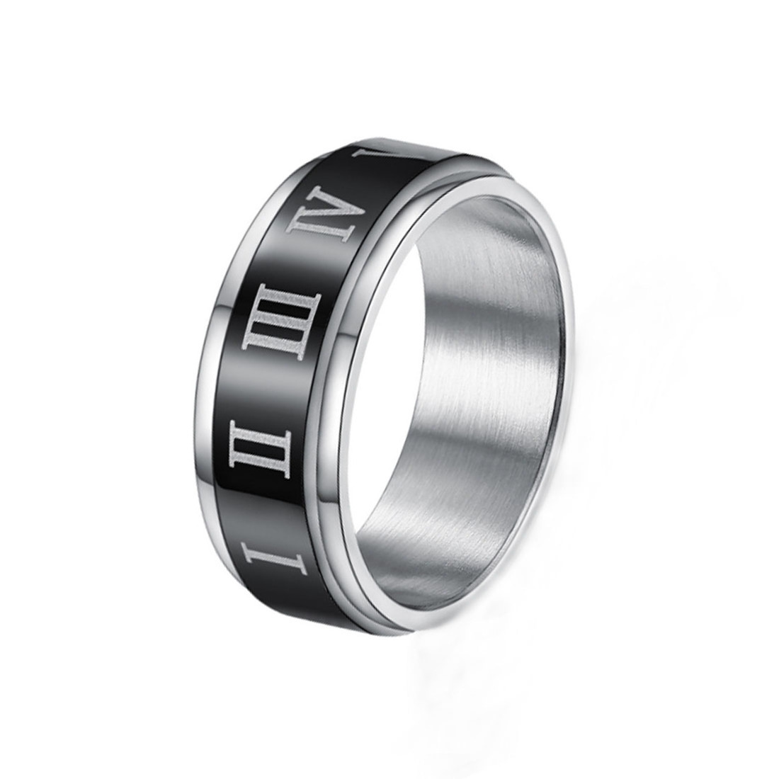 Tik Tok Cool Stainless Steel Spinner Rings Popular Wide Stress Relieving Anxiety Fidget Rings For Men