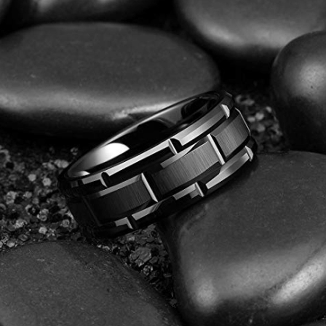 Newest Design Eternity 8mm His And Her Set black Gold 18k couple Tungsten Ring wedding rings couple set