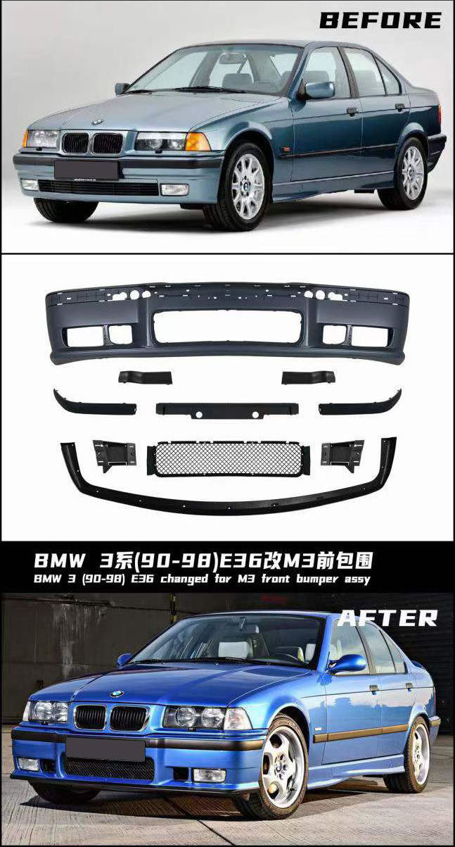 E36 M3 Style Front Bumper Car Exterior Accessories Front Bumper Body Kits for BMW 3 Series E36 1990-1998 Rear Bumper 3 (E36)