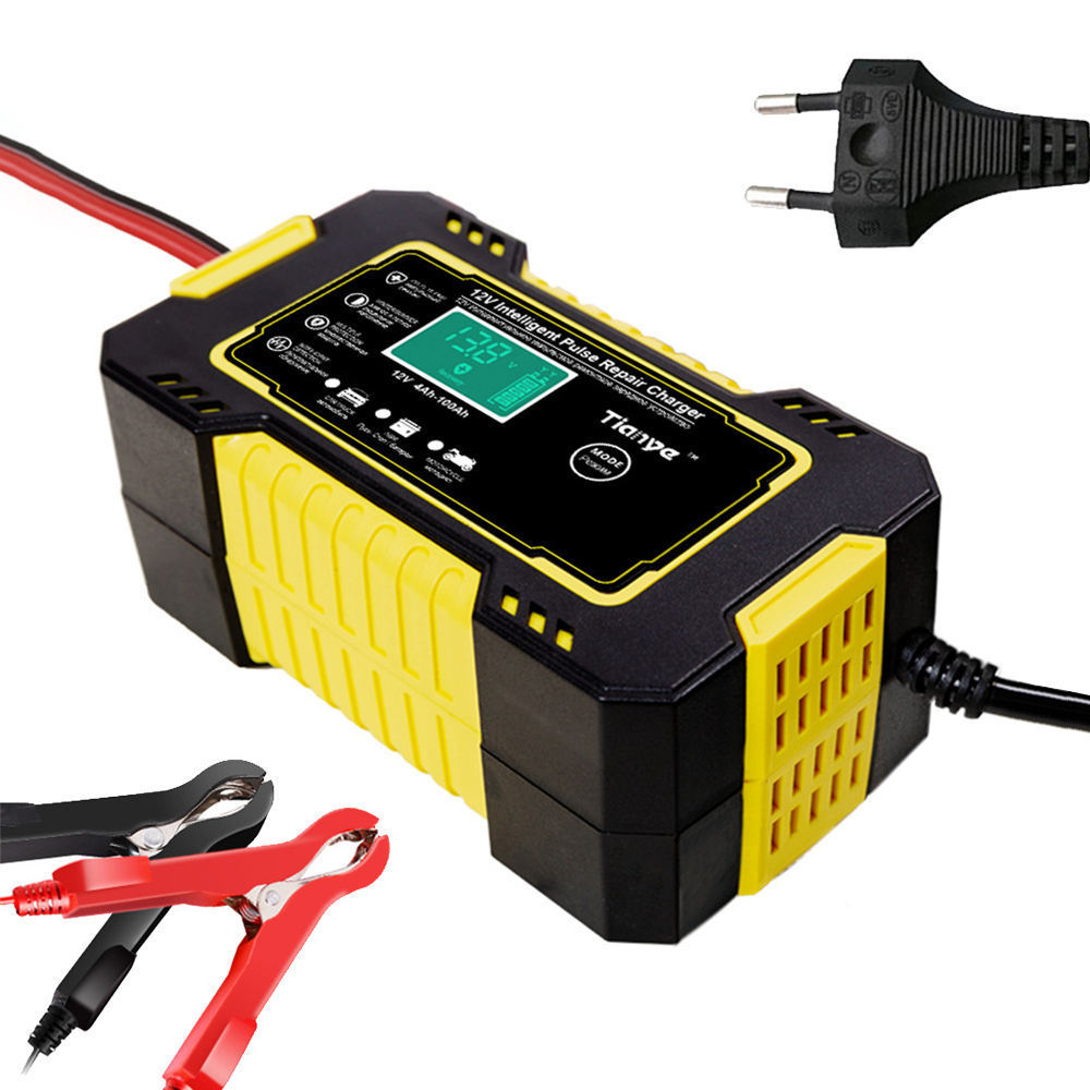 MotorcycleBattery Charger 12V 6A Portable Smart Automatic AGM GEL Lead-acid Battery Charger Pulse Repair Battery Charger