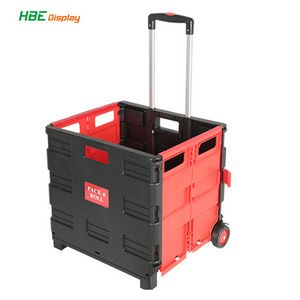 Plastic Folding Crate Boot Cart on Wheels with lid