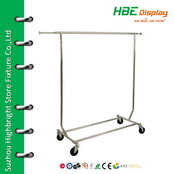 Commercial Grade Double Rail Rolling Garment Clothing Rack