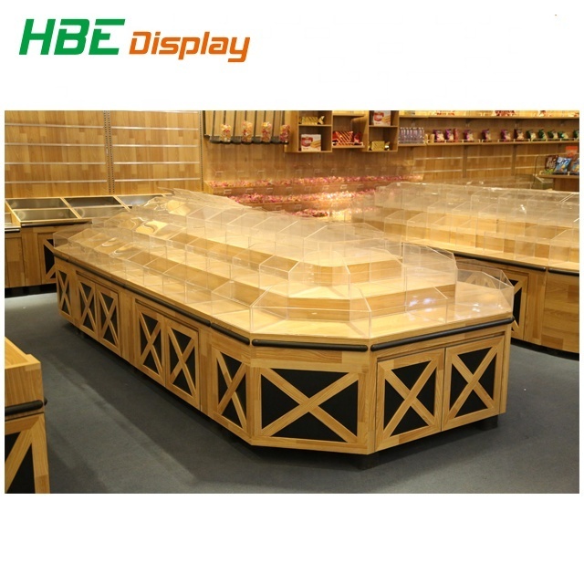 Wholesale candy store equipment wooden candy display racks