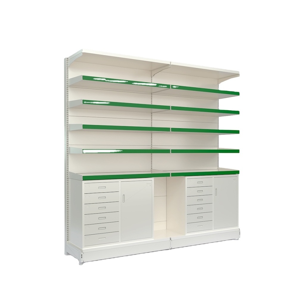 China factory medicine store professional display pharmacy gondola shelving