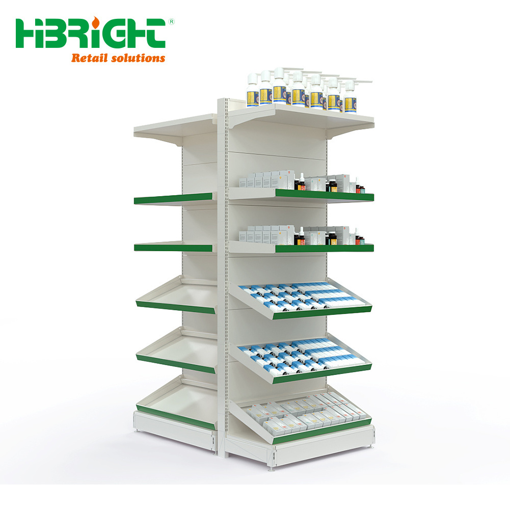 China factory medicine store professional display pharmacy gondola shelving