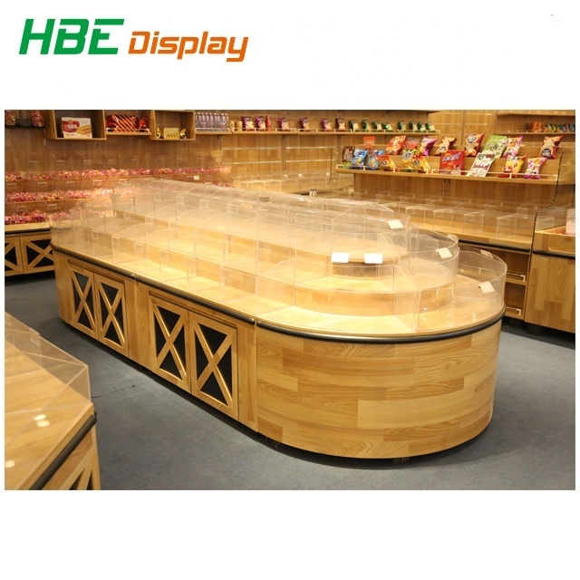 Wholesale candy store equipment wooden candy display racks