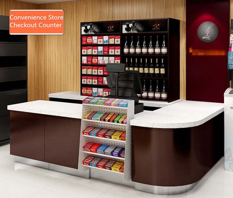 Supermarket Cash Counter Design Customized Retail Counter for Sale with Eco-friendly Wooden Desk