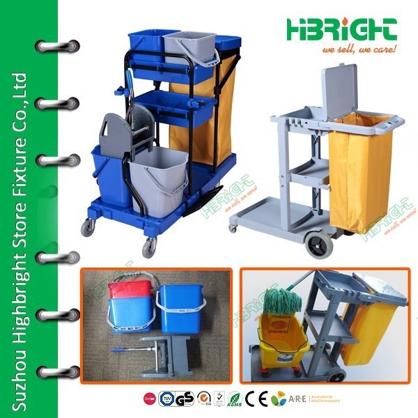 Hotel cleaning cart/ Hotel housekeeping maid plastic Service trolley