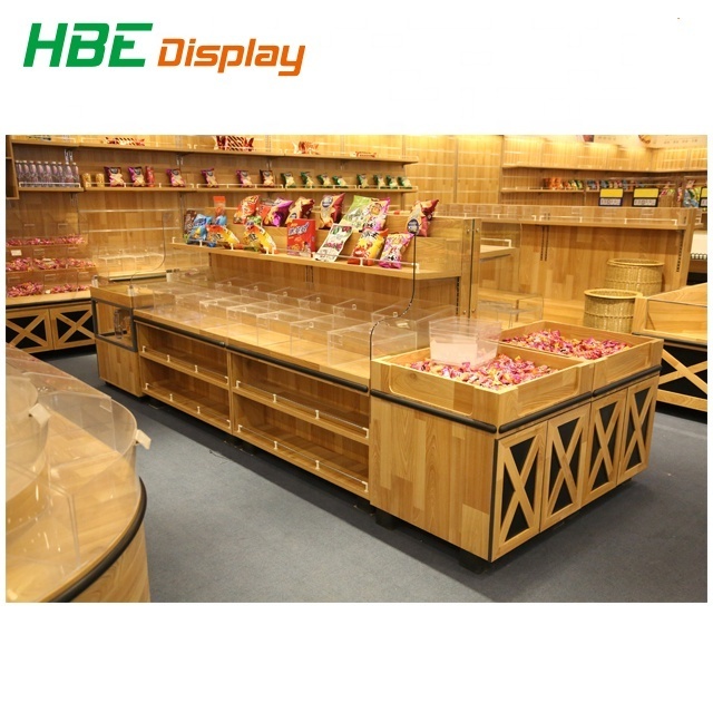 Wholesale candy store equipment wooden candy display racks