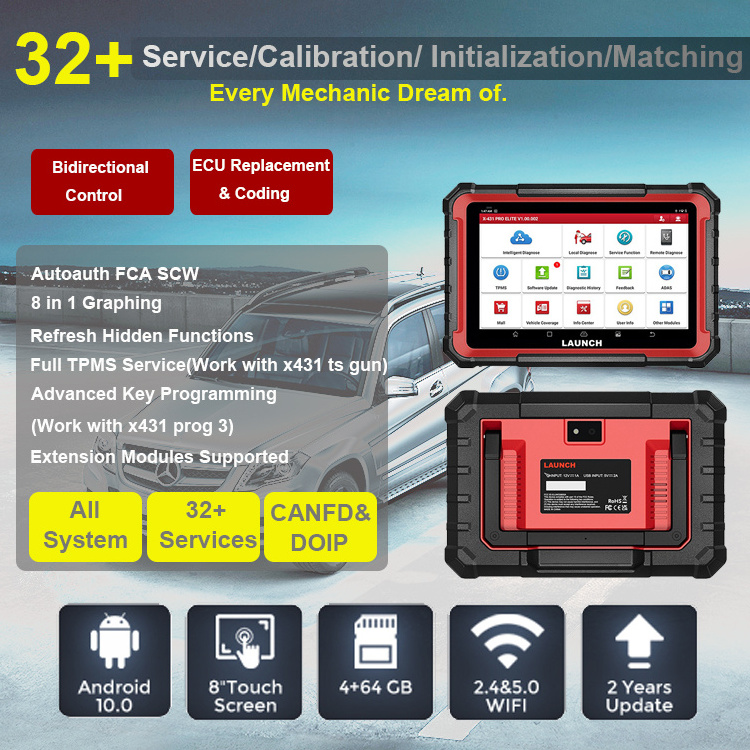 LAUNCH X431 V Pro 4.0 Elite OEM Bluetooth Bidirectional Scan Tool with All 12v SDK Universal Scanner for Cars Engine Analyzer 9v