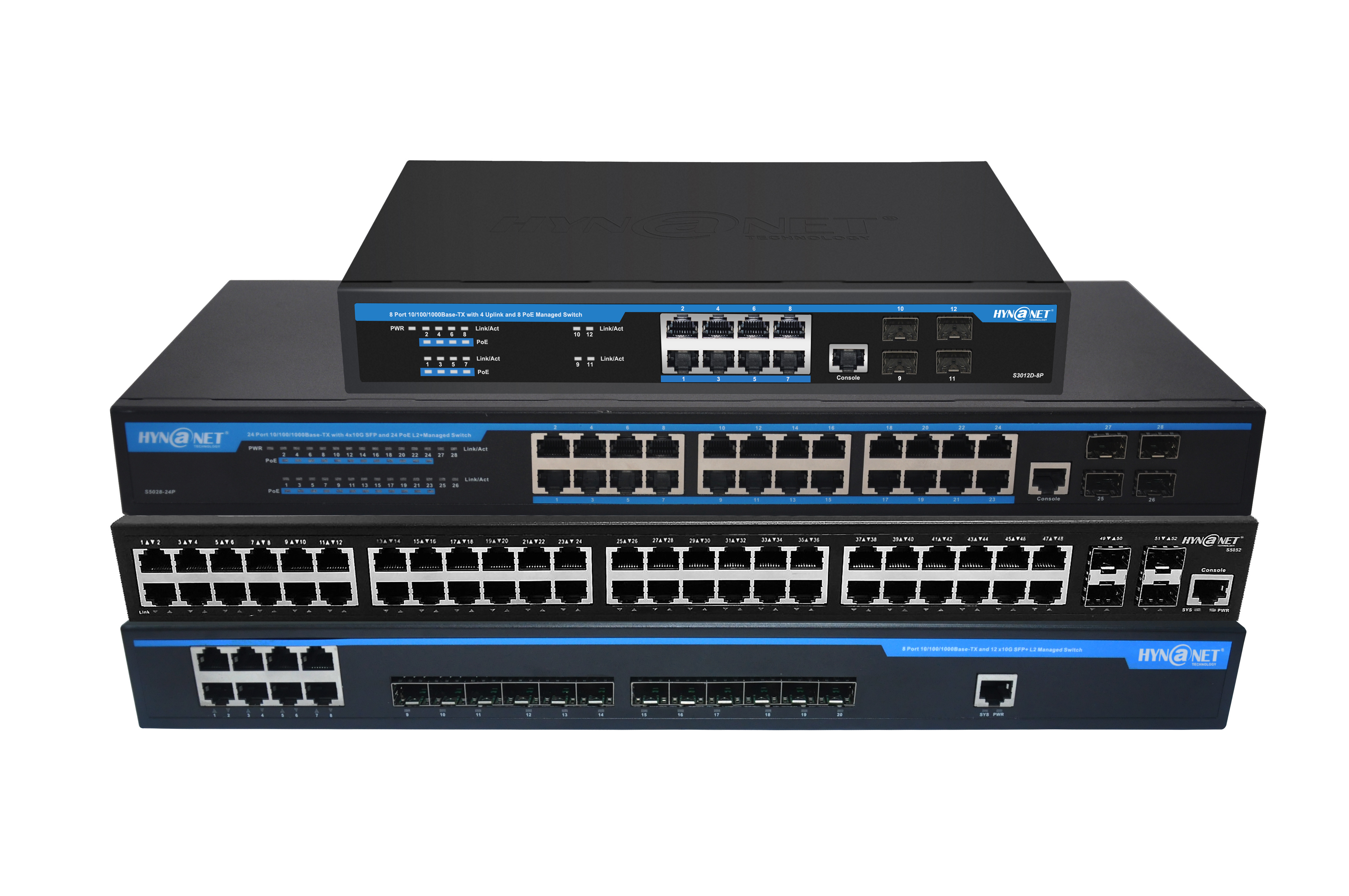 Managed 10G Ethernet Switch S7020 Provides 8 10/100/1000 Base-TX ports and 12 10G SFP+