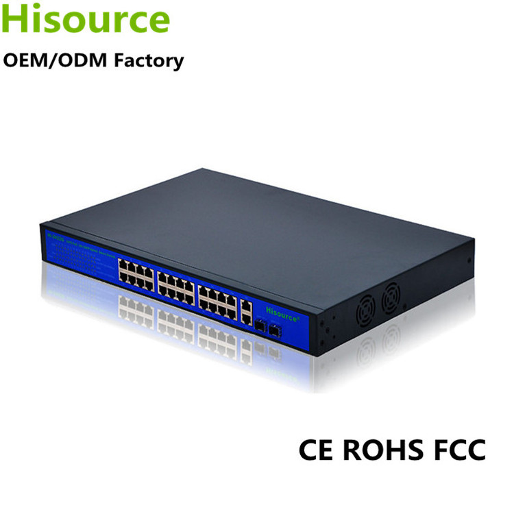 Hisource 24 port 400W POE Switch IEEE802.3AF/AT, networking switches fast ethernet switch