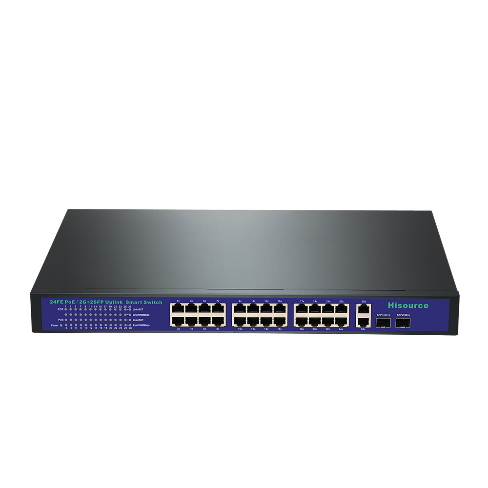 Hisource 24 port 400W POE Switch IEEE802.3AF/AT, networking switches fast ethernet switch