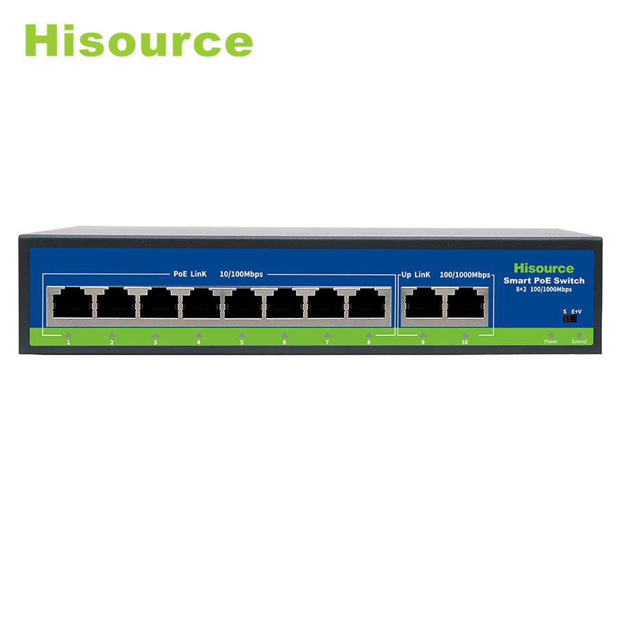 8 Port PoE Switch 48V 250M VLAN OEM ODM Network Switch 10/100/1000Mbps for CCTV IP Camera