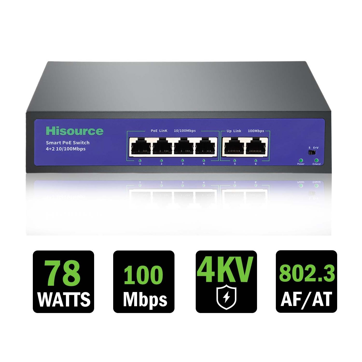 Hisource OEM/ODM  4 6 8 9 16 24 48ports PoE switch 100/1000M unmanaged 48V ethernet switch suitable CCTV,NVR