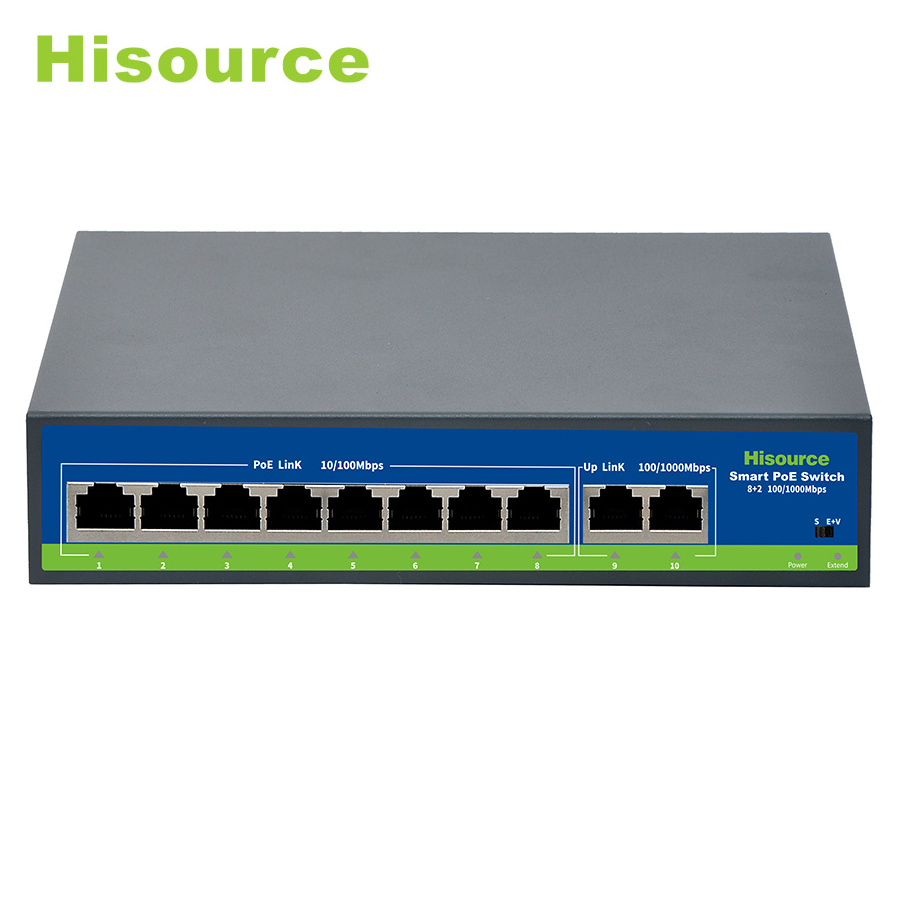 8 Port PoE Switch 48V 250M VLAN OEM ODM Network Switch 10/100/1000Mbps for CCTV IP Camera