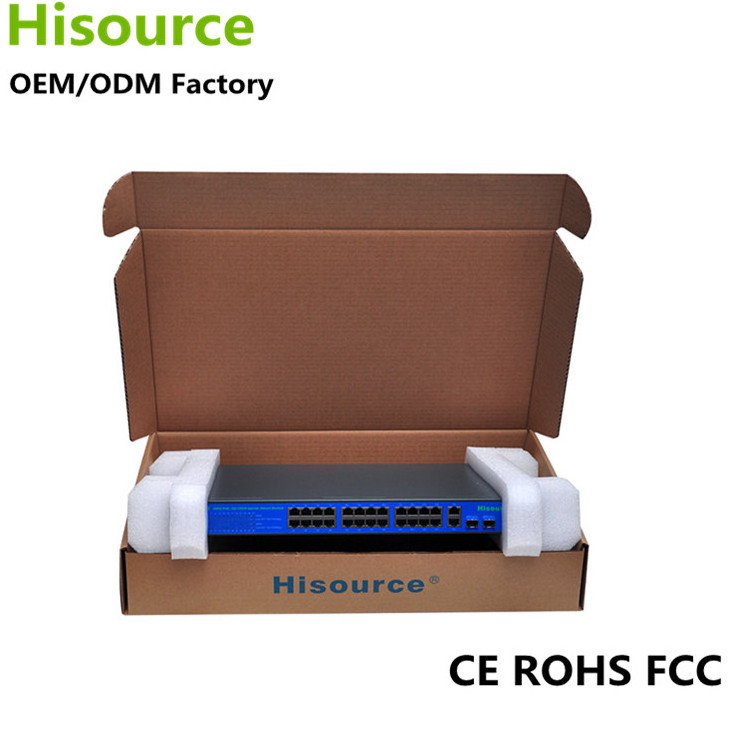 Hisource 24 port 400W POE Switch IEEE802.3AF/AT, networking switches fast ethernet switch