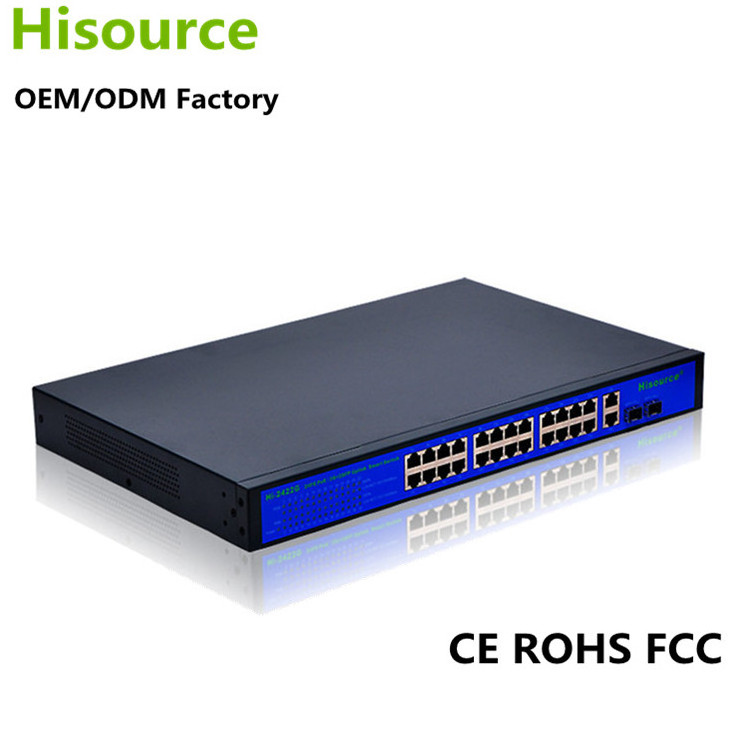 Hisource 24 port 400W POE Switch IEEE802.3AF/AT, networking switches fast ethernet switch