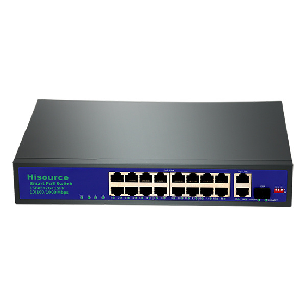 The New 16*100/100Mbps ports DC52V 4.8A Max 250w Built-in Power Vlan Support Network PoE switch With factory Outlet