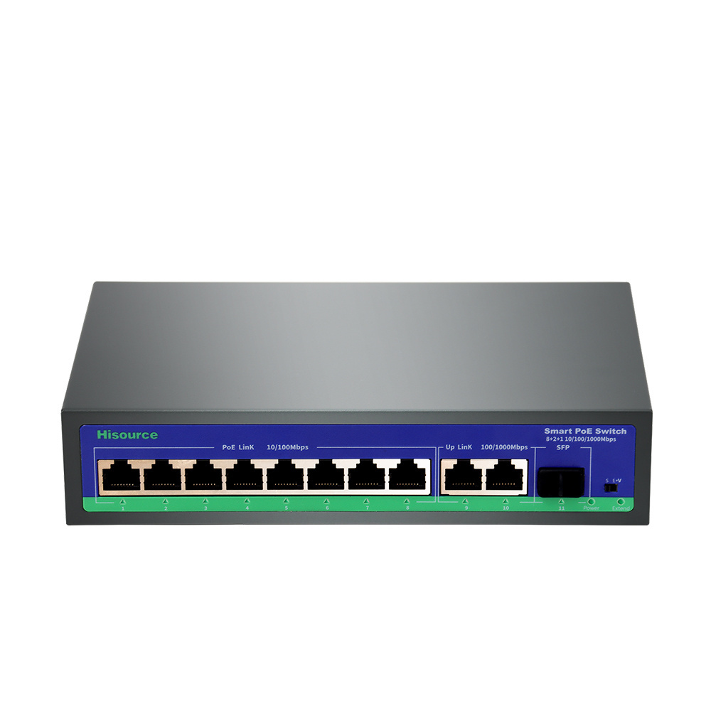 100Mbps PoE Switch 8 Port With 2 Gigabit Uplink 48V Smart Power Over Ethernet Switches Network Switcher For CCTV Camera