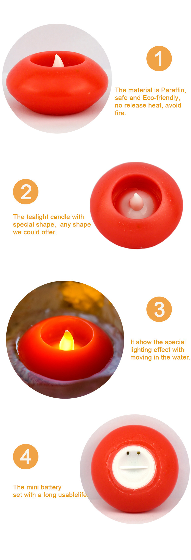 2022 New LED Candle 3 Inch Floating Southland Light Row Floating Water Candle Water Activated