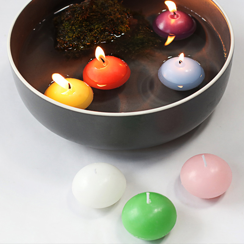 New Design Hot sale 5cm real wax water activated floating candles for wedding decoration centerpiece candle holders