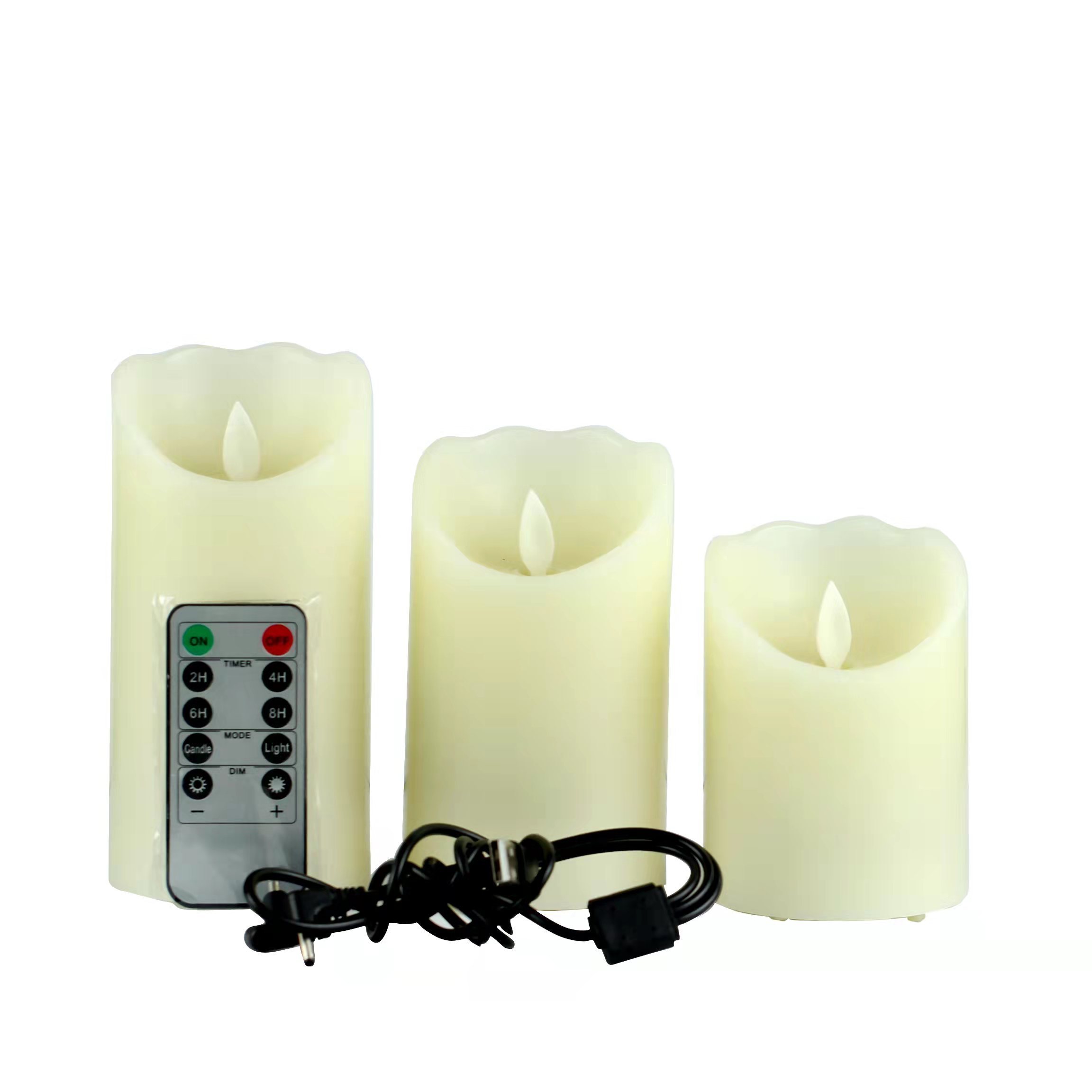 Remote Control Timer 3pcs Flameless Flickering Usb Rechargeable Led Candle For Events Party Wedding Decoration