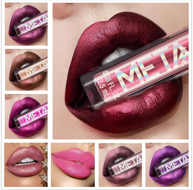 Hot style Metallic liquid lipstick Non-stick cup waterproof lip glaze Pearl makeup lip gloss