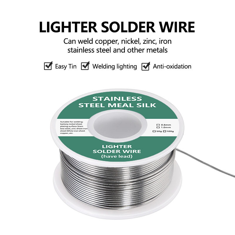 New lighter stainless steel welding wire 0.8mm50g/100g copper-iron-nickel battery electrode welding universal wire