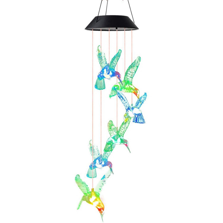 Hot Sale 6LED Blue Humming Birds Solar Light Waterproof Solar Lights Outdoor Garden Hanging Solar Powered Bird Lighting for Yard