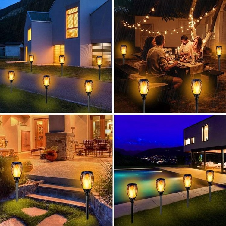 33 led Flickering Flame Solar Ground garden Lights Solar fire flame Light Button Switch Dancing Flame lamp for outdoor wedding