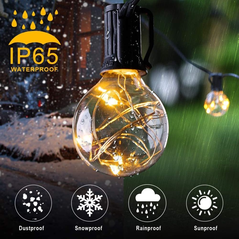 G40 3W Solar 25 bulb copper string lights colors 4 mode Christmas holiday lighting solar garden lights for Party Camping