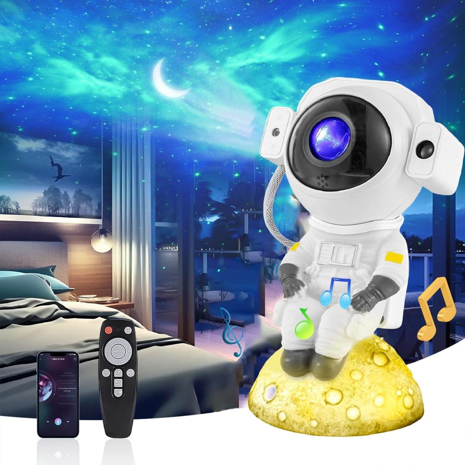 Sitting astronaut laser light USB Volcano Flame Mix working mode 3D Night lights bed table lamp for kids home room