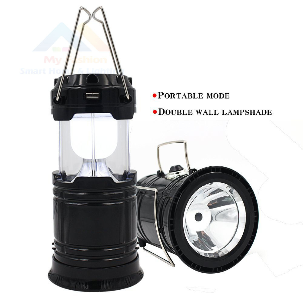 2-in-1 Rechargeable Camping Lantern Solar Flashlight Emergency Lantern