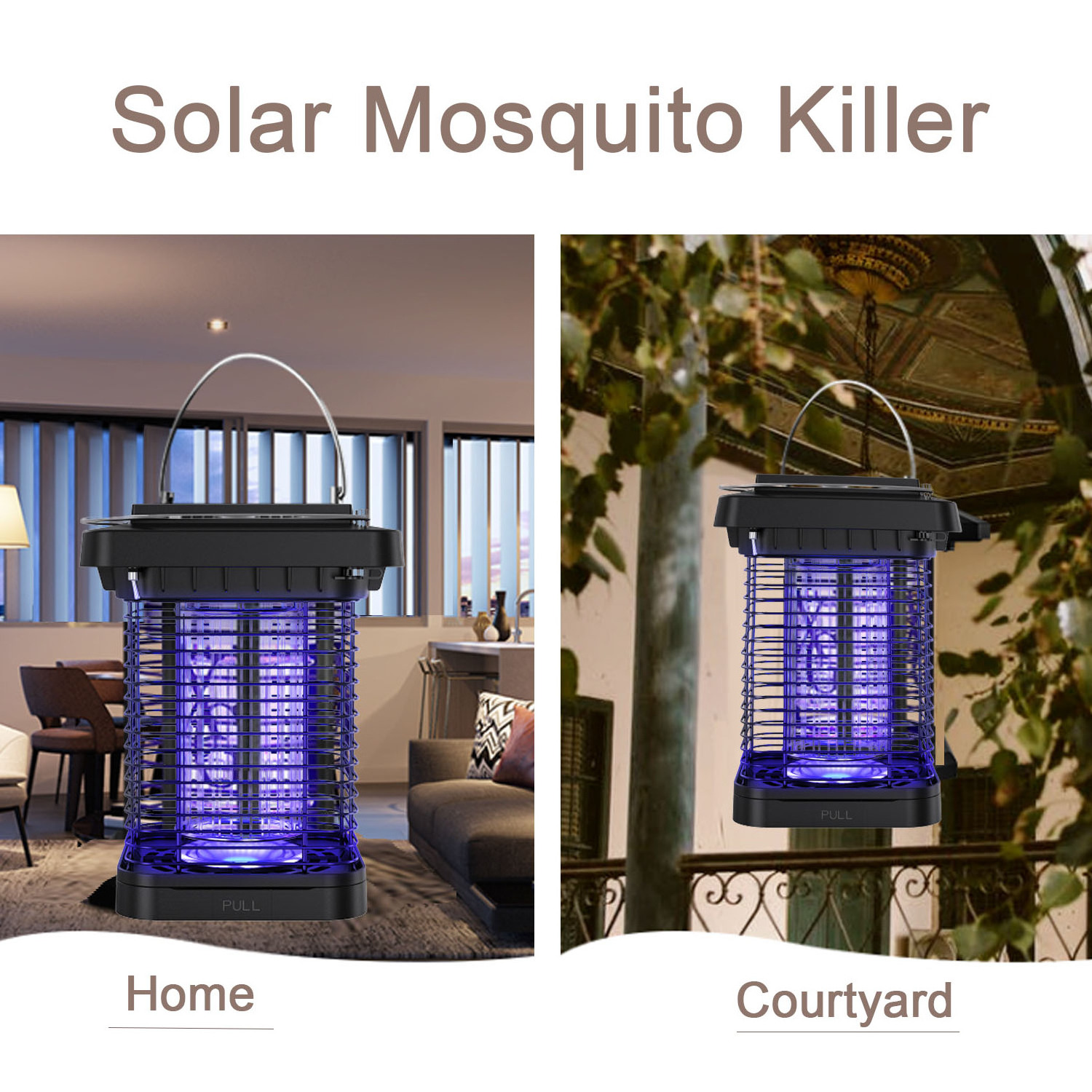 solar mosquito killer white UV LED Bug Zapper Bug Zapper 1W 1300V outdoor waterproof IP65 support DC power Mosquito Zapper