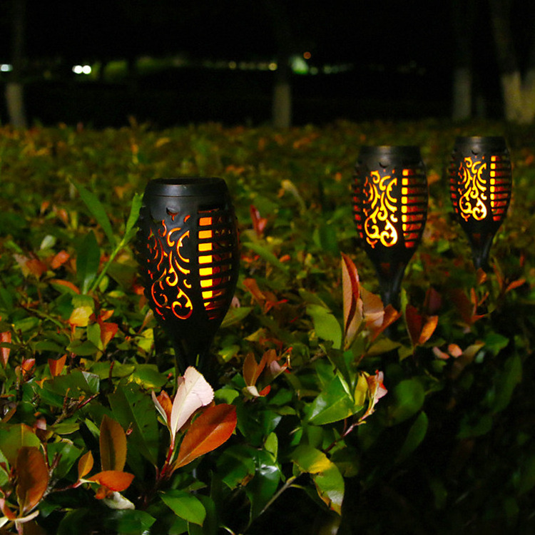 12led 6Pack Wholesale Waterproof Garden fire Tiki Fire Flickering solar lantern flame