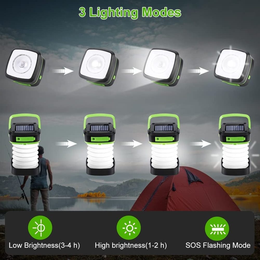 Outdoor Hiking Telescopic Led Camping Solar Lights Usb Rechargeable New Energy Emergency Solar Led Camping Light With 3 Modes