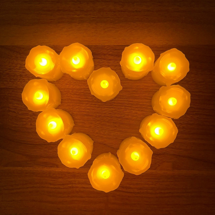 12 Pack Flash Mode Small Tea LED Lights Cr2032 Battery Operated LED Tea Light D36*H30 Tealight Candles for Party Wedding Decor