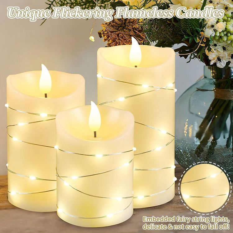 LED candle warm white lights with led copper fairy string lights battery power tea table decorate for home