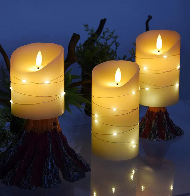 LED candle warm white lights with led copper fairy string lights battery power tea table decorate for home