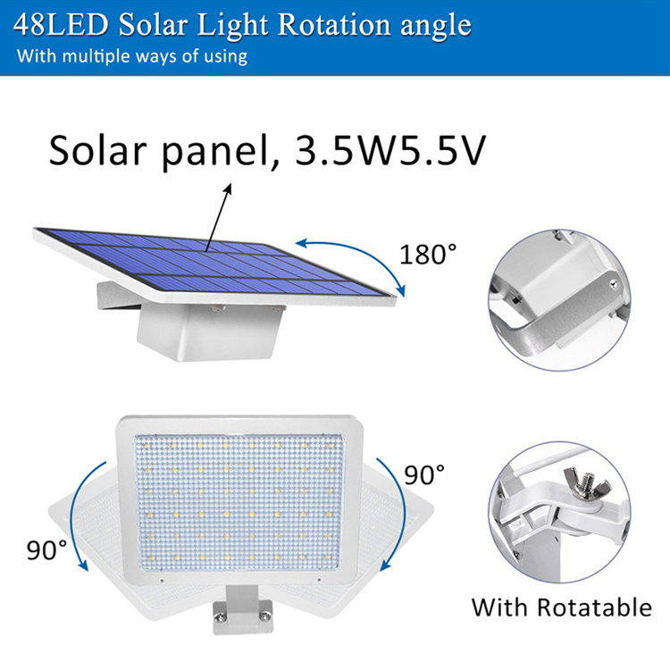 Ip65 Waterproof 48 Led Detachable Solar Power Pir Motion Sensor Wall Lights 3.2v 6000mah Battery Outdoor Solar Light Split