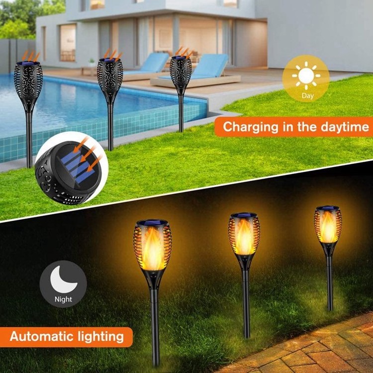 33 led Flickering Flame Solar Ground garden Lights Solar fire flame Light Button Switch Dancing Flame lamp for outdoor wedding