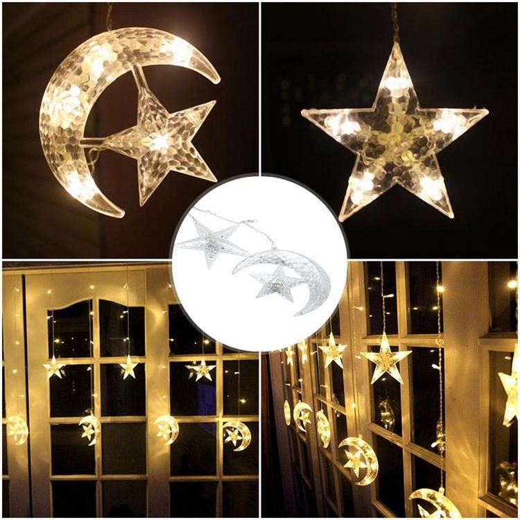 Ramadan 138leds Led Curtain Lights 110V 220V Star Led Christmas Lights USB Power Christmas Lights Decoration