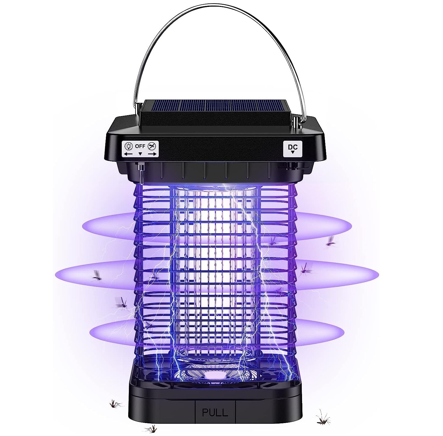 solar mosquito killer white UV LED Bug Zapper Bug Zapper 1W 1300V outdoor waterproof IP65 support DC power Mosquito Zapper