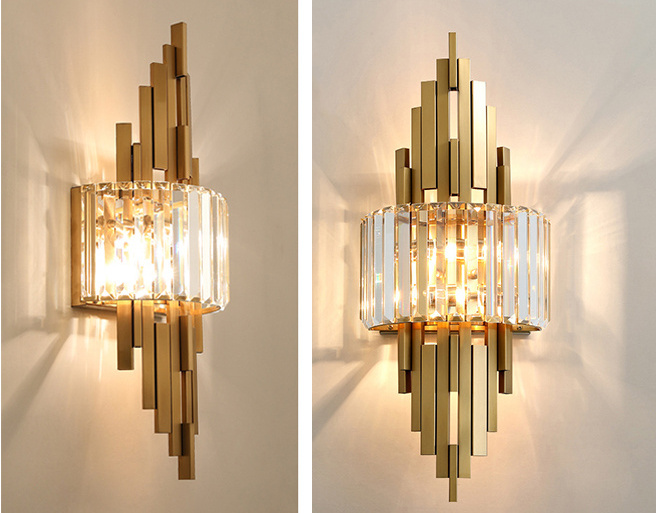 Modern LED Crystal wall Lights E14 crystal wall lamp Bathroom Vanity Lights Gold Wall sconces