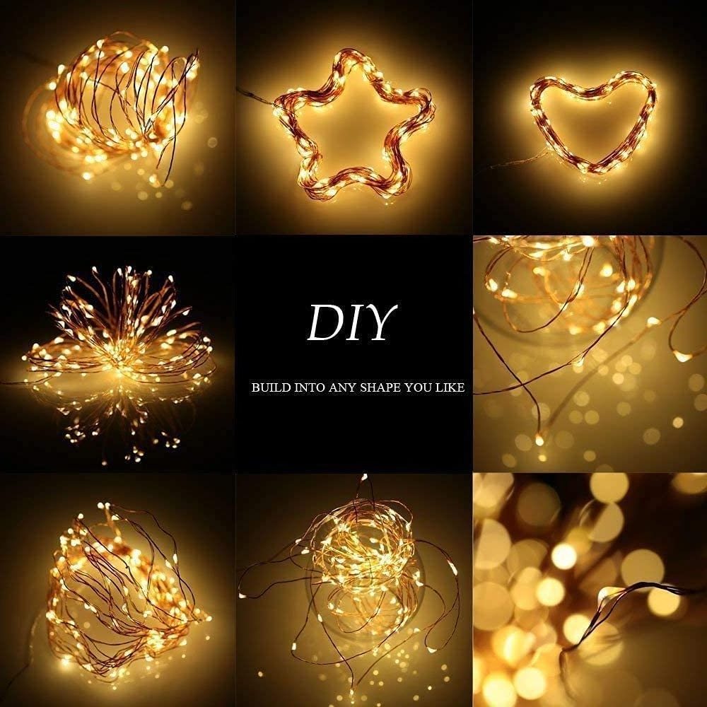 Factory 8modes Remote Twinkle Star 200 Led 66 Ft Copper String Lights Warm Diy Led Battery Micro Wire Copper Fairy String Lights