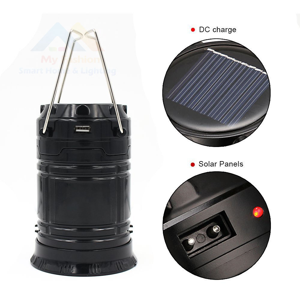 2-in-1 Rechargeable Camping Lantern Solar Flashlight Emergency Lantern