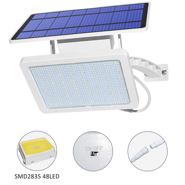 Ip65 Waterproof 48 Led Detachable Solar Power Pir Motion Sensor Wall Lights 3.2v 6000mah Battery Outdoor Solar Light Split