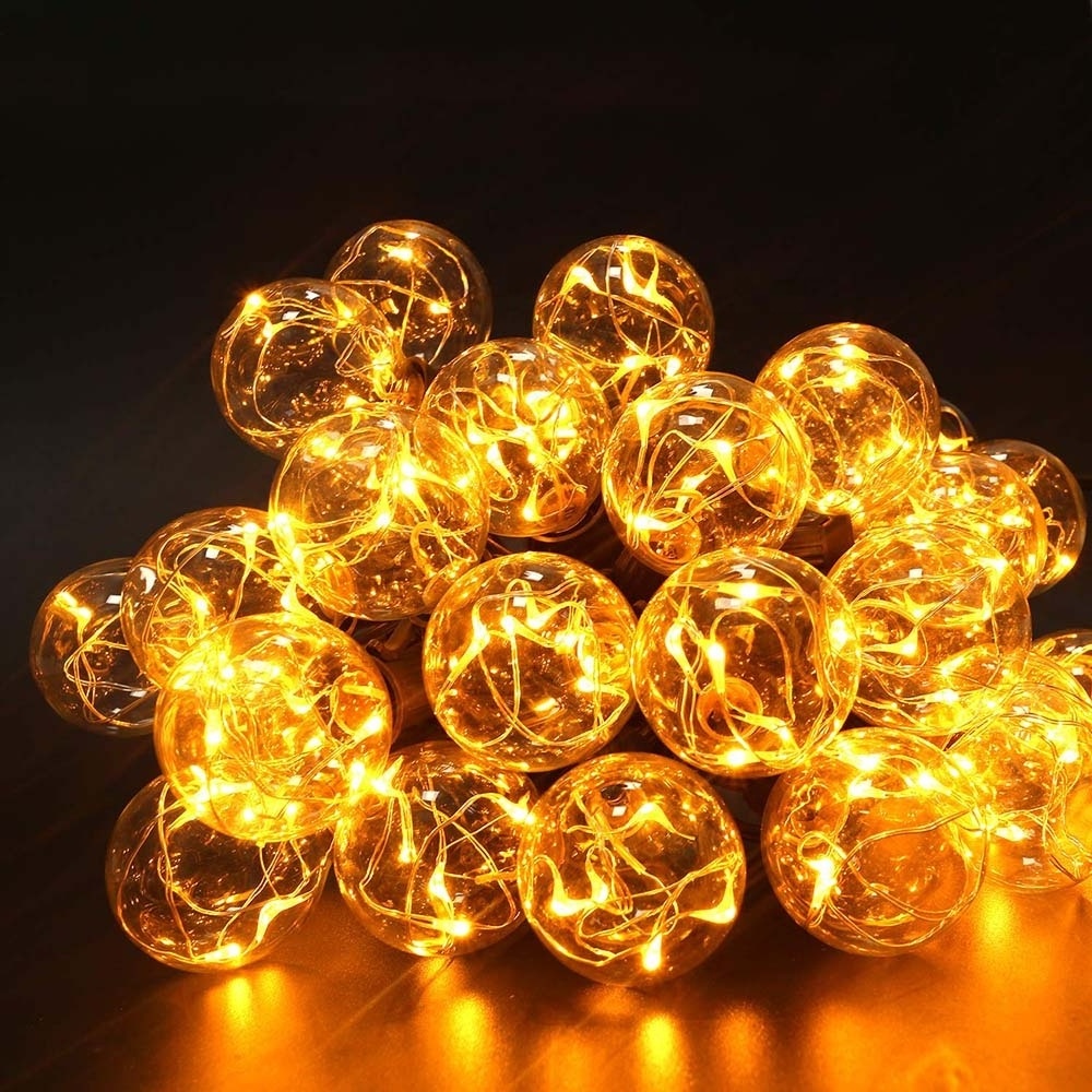 G40 3W Solar 25 bulb copper string lights colors 4 mode Christmas holiday lighting solar garden lights for Party Camping