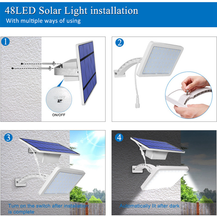 Ip65 Waterproof 48 Led Detachable Solar Power Pir Motion Sensor Wall Lights 3.2v 6000mah Battery Outdoor Solar Light Split